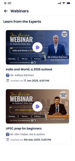 Webinars Screen