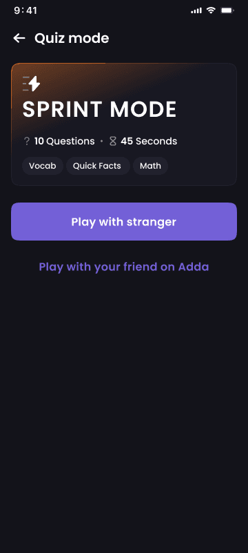 Quiz screen